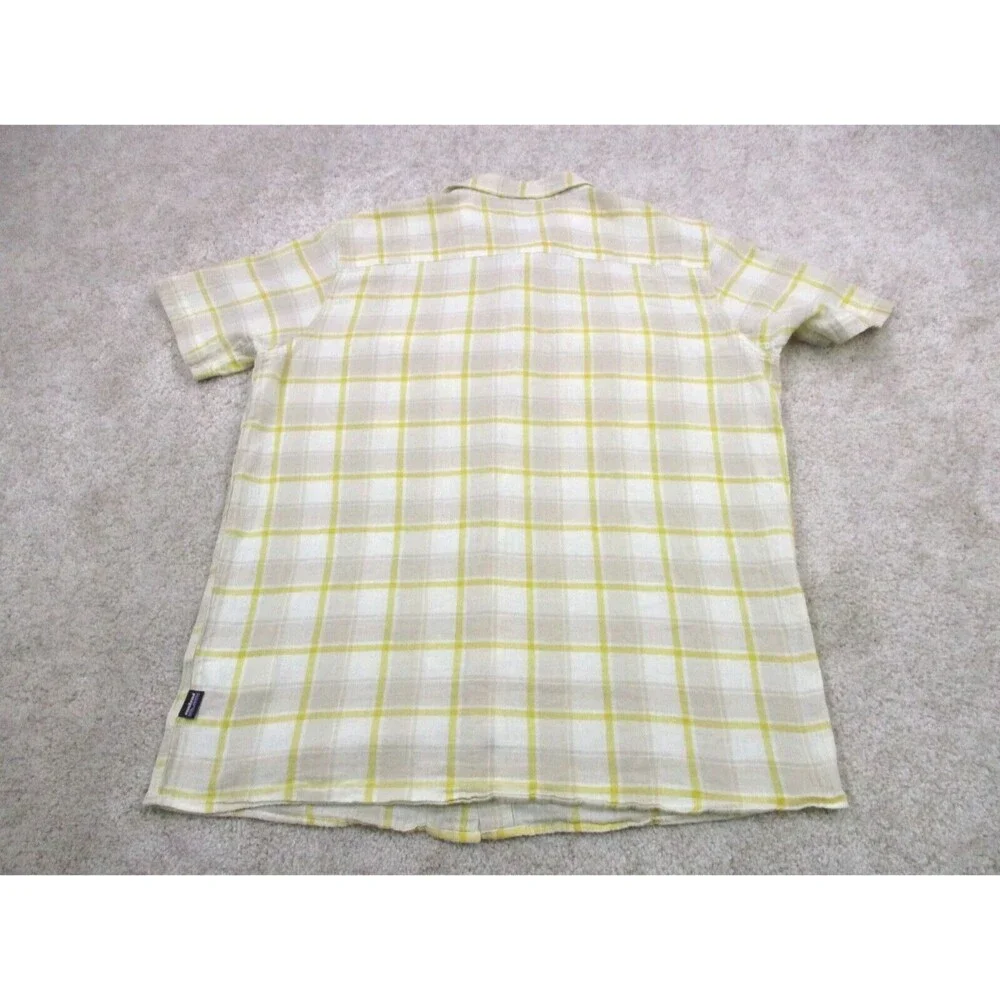 Patagonia Shirt Men Large White Yellow Plaid Steersman Hiking Casual Button Up * - Picture 10 of 14